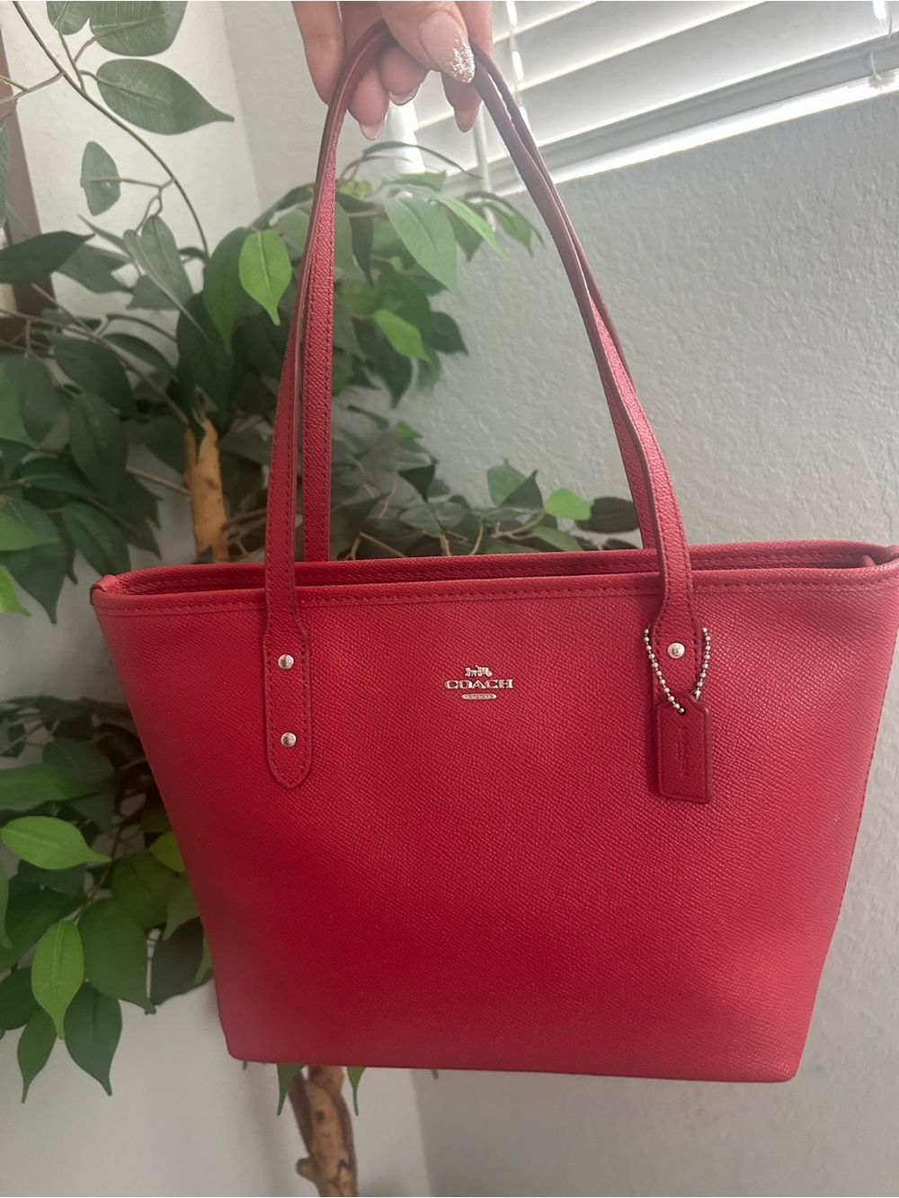 Coach Red Leather Small City Tote